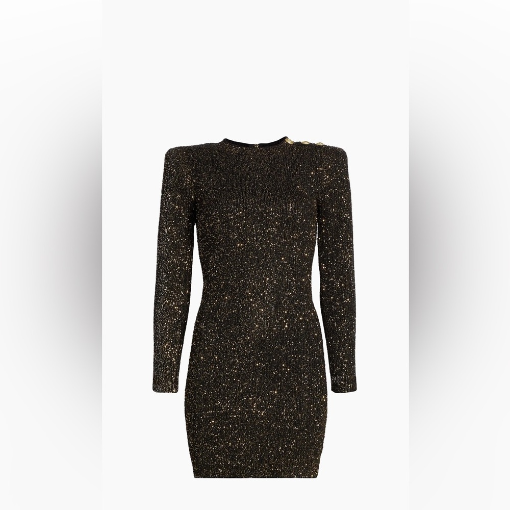 L'AGENCE Cherry Sequin Knit Long-Sleeve Minidress